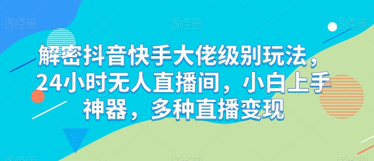 破译抖音和快手巨头等级游戏玩法，24个小时没有人直播房间，新手入门软件，多种多样引流变现【揭密】-缔造者