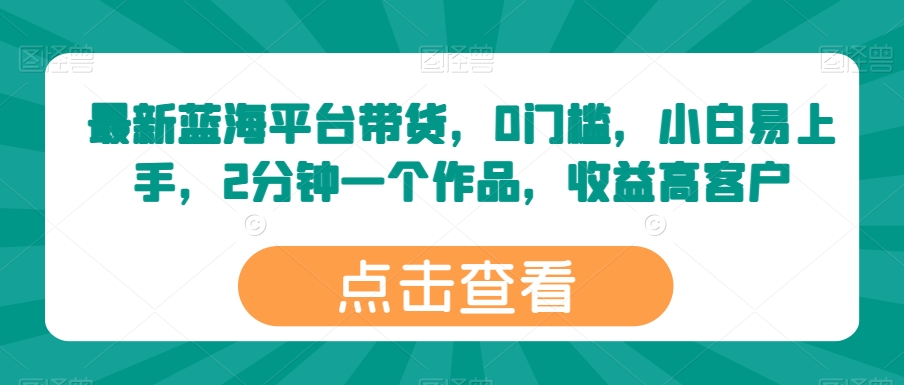 全新瀚海服务平台卖货，0门坎，新手上手快，2min一个作品，利润高【揭密】-缔造者