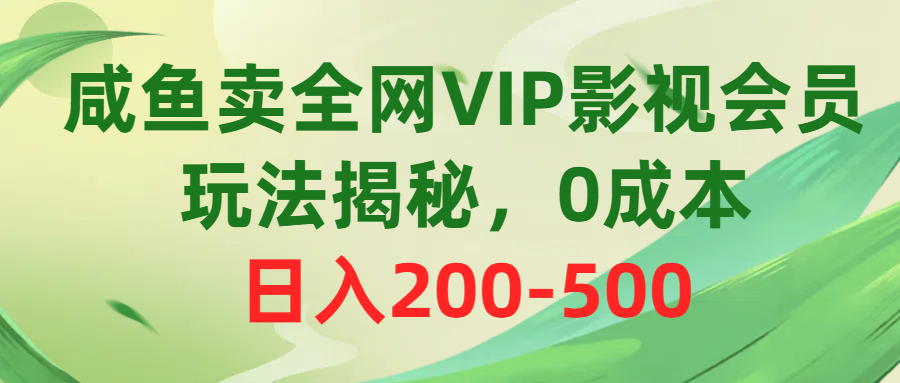 咸鱼卖全网VIP影视会员，玩法揭秘，0成本日入200-500-缔造者