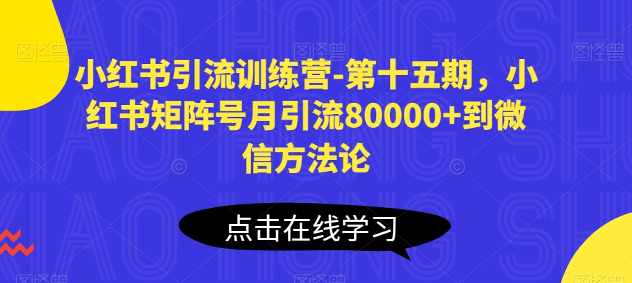 小红书引流夏令营-第十五期，小红书的矩阵账号月引流方法80000 进微信科学方法论-缔造者