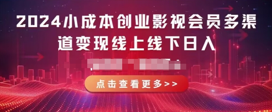 2024低成本创业视频会员多种渠道转现线上与线下，每天都会有盈利-缔造者