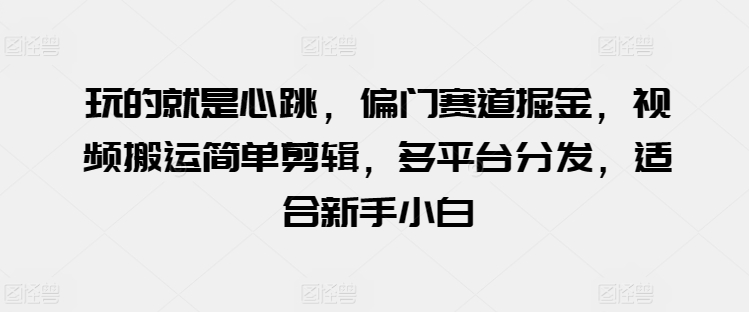 玩的就是心跳，偏门赛道掘金，视频搬运简单剪辑，多平台分发，适合新手小白【揭秘】-缔造者