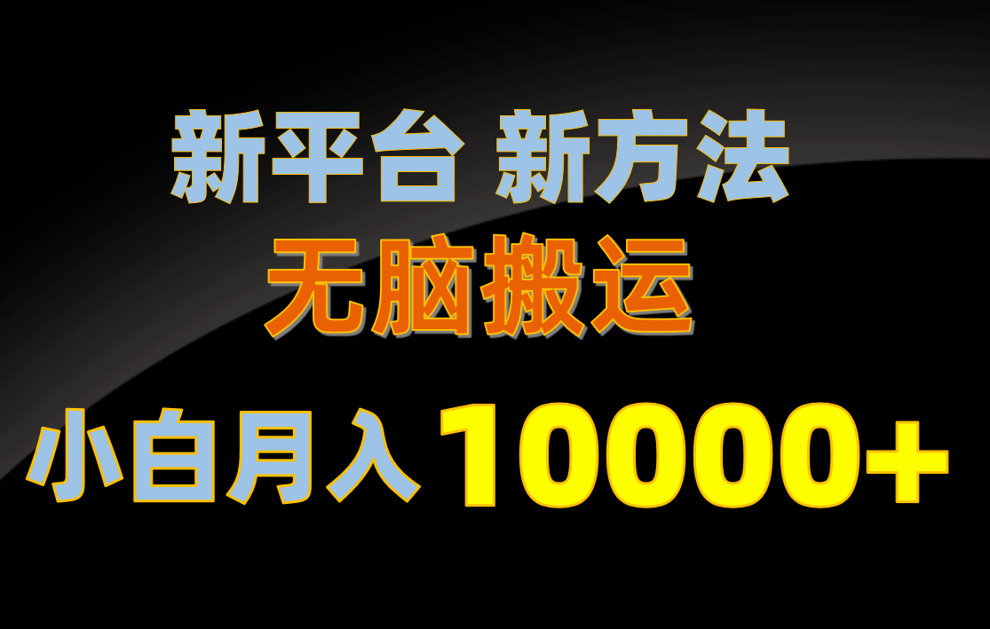 新平台新方法，无脑搬运，月赚10000+，小白轻松上手不动脑-缔造者