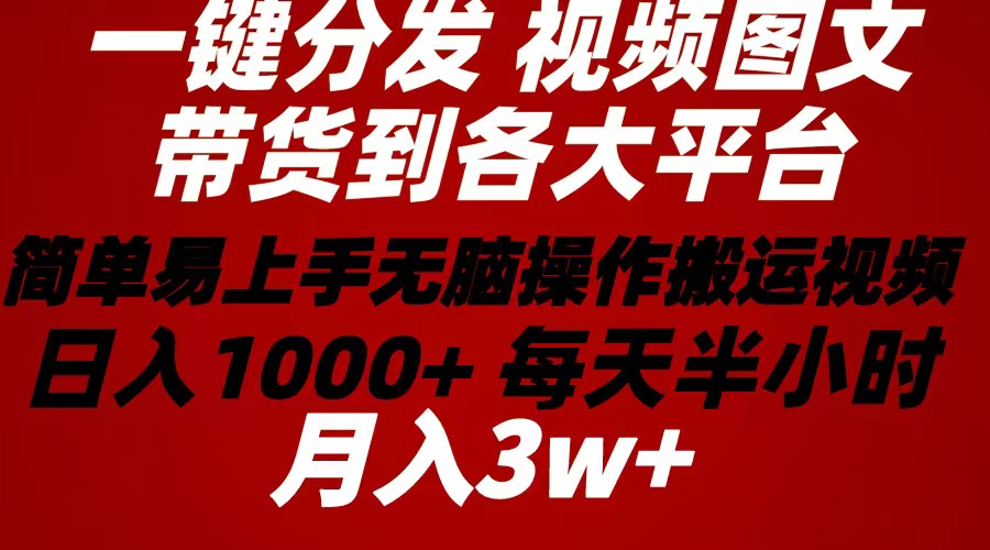 2024年 一键分发卖货图文视频  简单易上手 没脑子赚盈利 每天一小时日入1…-缔造者