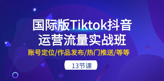 国际版Tiktok抖音运营流量实战班：账号定位/作品发布/热门推送/等等（13节）-缔造者