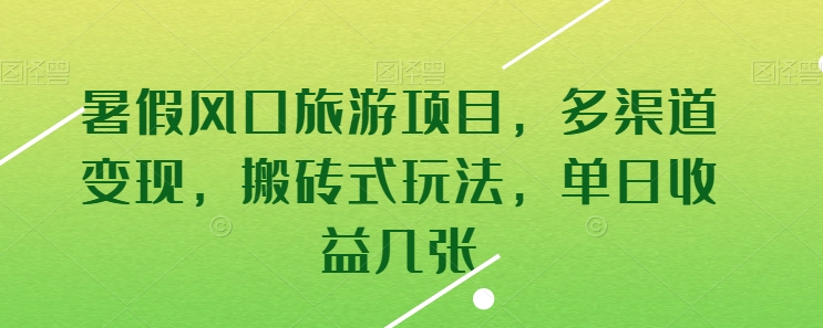 暑假风口旅游项目，多渠道变现，搬砖式玩法，单日收益几张【揭秘】-缔造者