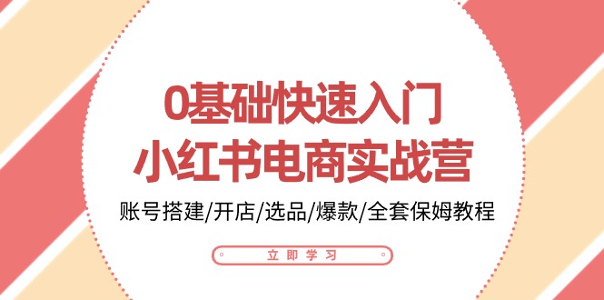 0基础快速入门小红书电商实战营：账号搭建/开店/选品/爆款/全套保姆教程-缔造者