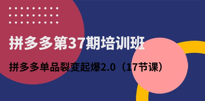 拼多多第37期培训班：拼多多单品裂变起爆2.0（17节课）-缔造者