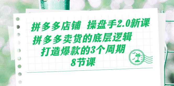 拼多多店铺操盘手2.0新课，拼多多卖货的底层逻辑，打造爆款的3个周期（8节）-缔造者