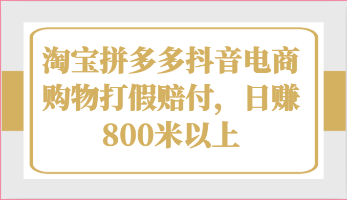 淘宝拼多多抖音电商购物打假赔付，日赚800米以上-缔造者