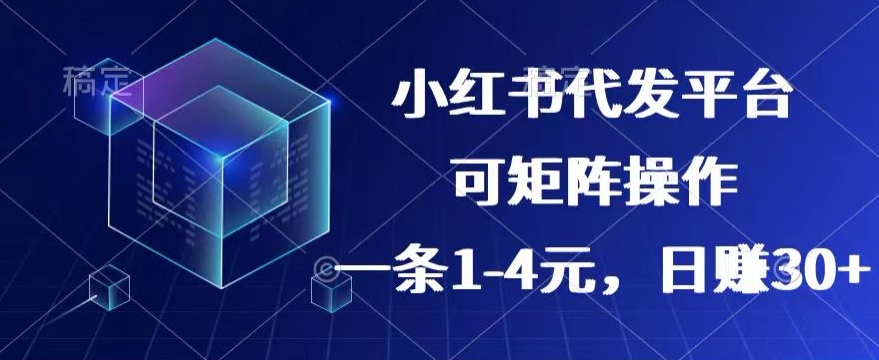 【小红书的 抖音视频】代发平台，一条1~4元，日赚30 的可靠小程序，可引流矩阵实际操作-缔造者