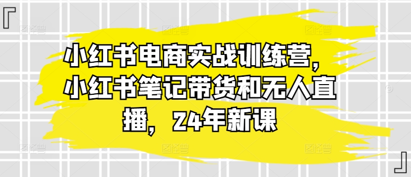 小红书电商实战演练夏令营，种草笔记卖货和无人直播，24年新授课-缔造者