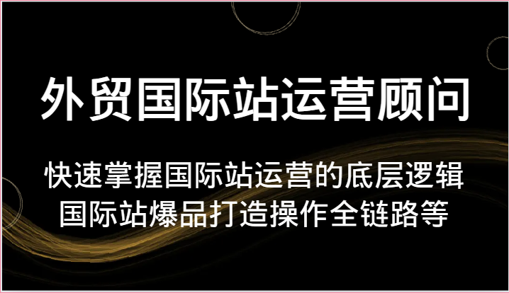 外贸国际站运营顾问-快速掌握国际站运营的底层逻辑，国际站爆品打造操作全链路等-缔造者