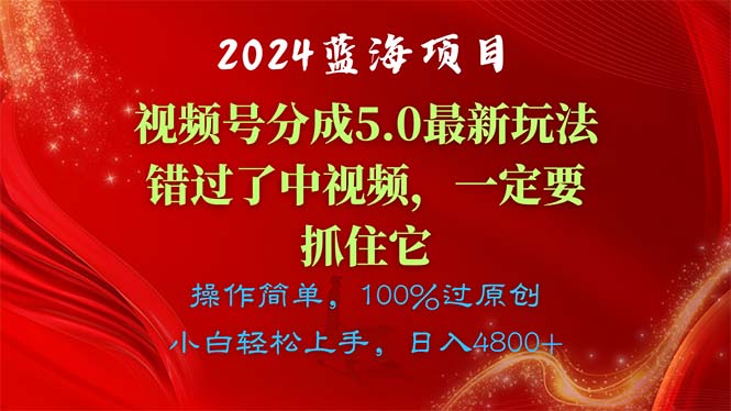 2024蓝海项目，微信视频号分为方案5.0全新游戏玩法，错过中视频，一定要抓住…-缔造者