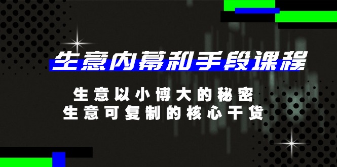 生意 内幕和手段课程，生意以小博大的秘密，生意可复制的核心干货-20节-缔造者