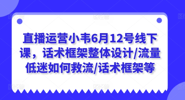 抖音运营小韦6月12号面授课，销售话术架构一体化设计/总流量不景气怎样救流/销售话术架构等-缔造者