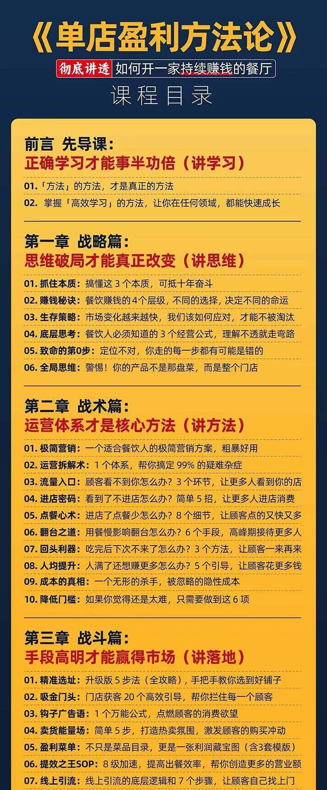 餐饮店盈利实操方法：教你怎样开一家持续能赚钱的餐厅（25节）-缔造者