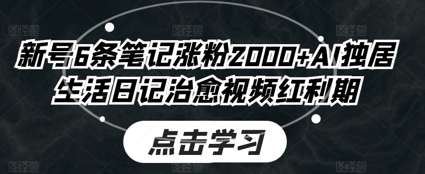 小号6条手记增粉2000 AI独自生活日记痊愈短视频风口期-缔造者