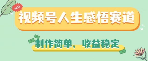 微信视频号人生的感悟跑道，制作简单，收益稳定【揭密】-缔造者